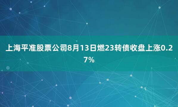 上海平准股票公司8月13日燃23转债收盘上涨0.27%